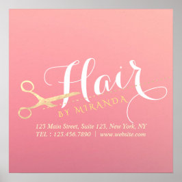 Hairstylist Makeup Salon Modern Rosa Guld Scissors Poster