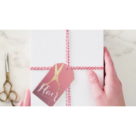 Hairstylist Makeup Salon Modern Rosa Guld Scissors Presentetikett
