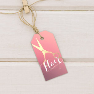 Hairstylist Makeup Salon Modern Rosa Guld Scissors Presentetikett
