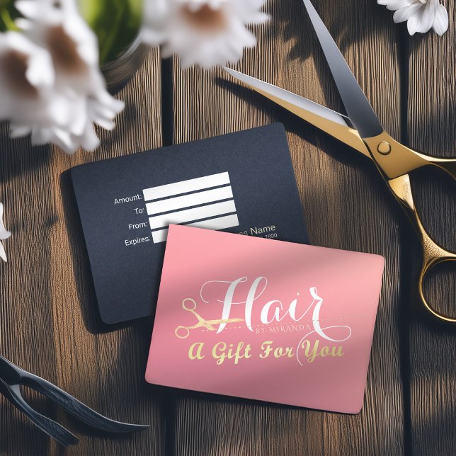 Hairstylist Makeup Salon Modern Rosa Guld Scissors Rabattkort (Skapare uppladdad)