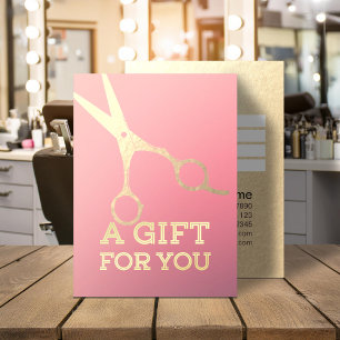 Hairstylist Makeup Salon Modern Rosa Guld Scissors Rabattkort