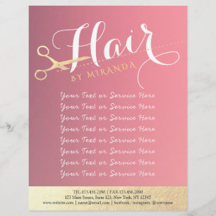 Hairstylist Makeup Salon Modern Rosa Guld Scissors Reklamblad