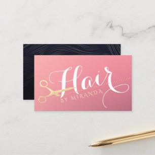Hairstylist Makeup Salon Modern Rosa Guld Scissors Tidsbeställning Kort