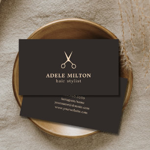 Hairstylist med minimalistisk Elegant Mörk-sax Visitkort