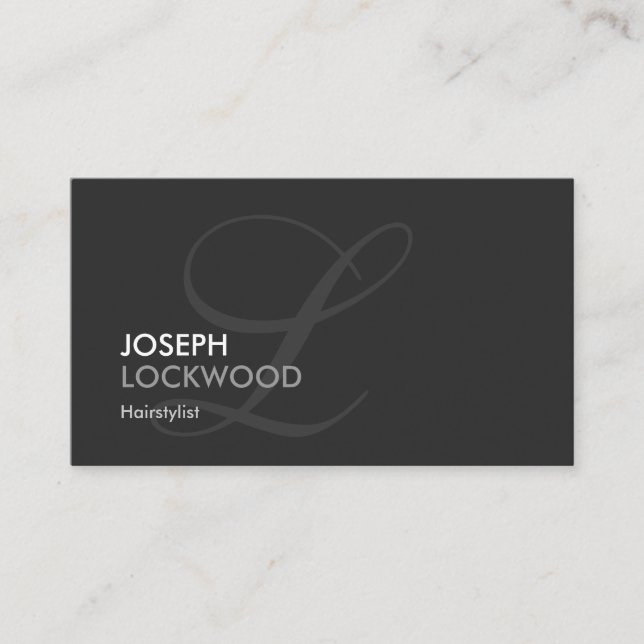 Hairstylist - Modern Swash Monogram Visitkort (Framsida)