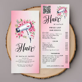 Hairstylist Modern Watercolor Blommigt Hairdryer Reklamkort