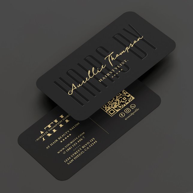Hairstylist Monogram Elegant Black Modern Visitkort (Hairstylist Monogram Elegant Black Modern Business Card
)