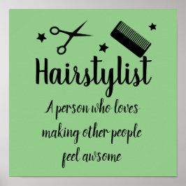 Hairstylist Quote Funny Hairdresser Stars Grönt Poster