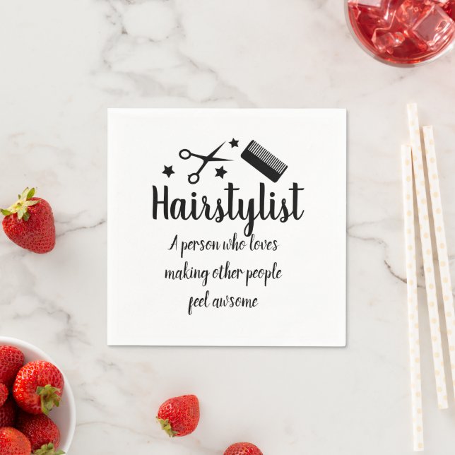 Hairstylist Quote Funny Hairdresser Stars Pappersservett (Insitu)