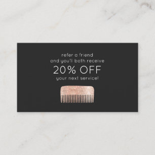 Hairstylist Ro Guld Sequin Comb Customer Loyalty Rabattkort