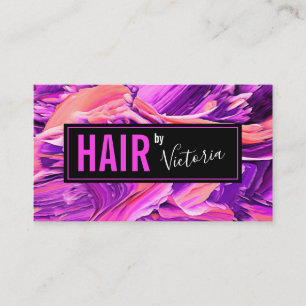 Hairstylist Salon Modern Abstrakt Neon Rosa Chic Visitkort