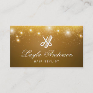 Hairstylist Scissors Comb - Guld Stars Sparkles Visitkort