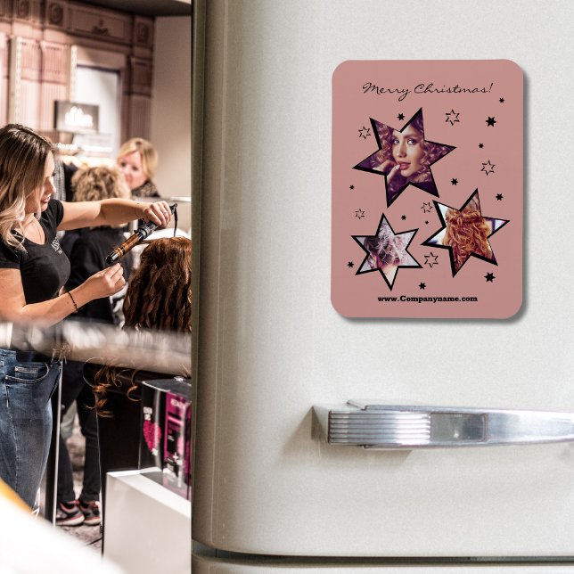 Hairstylist Stary Anpassningsbar Foton - Julmagnet Magnet (Hairstylist Starry Custom Photos Christmas Magnet)