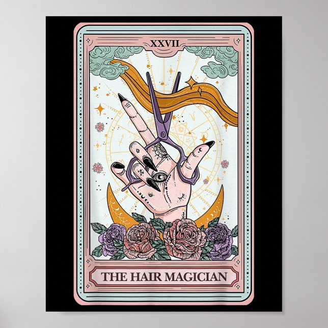 Hairstylist Tarot Card Gothic Hairdresser Salon Ha Poster (Framsidan)