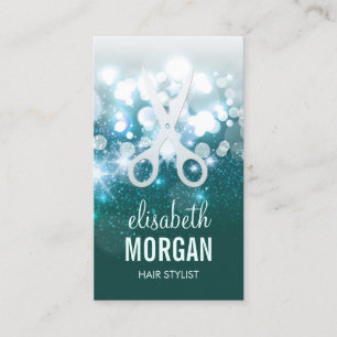 HairStylist Teal Turquise Glamor Glitter Gnistra Visitkort