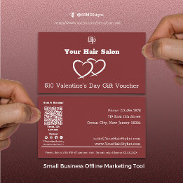 Hairstylist Valentines Day Gift Voucher Card Visitkort
