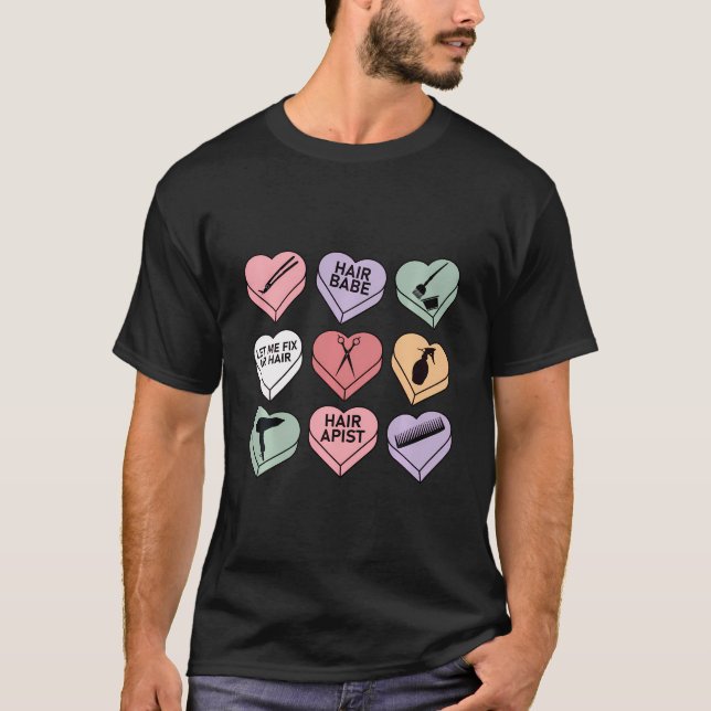 Hairstylist Valentines day Hair Stylist T Shirt (Framsida)