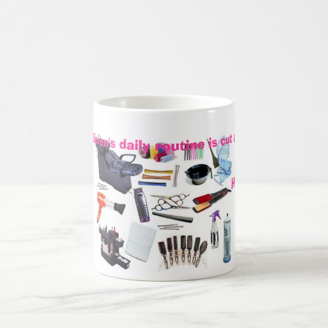 Hairstylists är ett snitt över kaffemugg (Center)