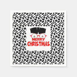 HAIRY GOD JUL ANSIKTE PÅ BLACK WHITE PAPPERSSERVETT