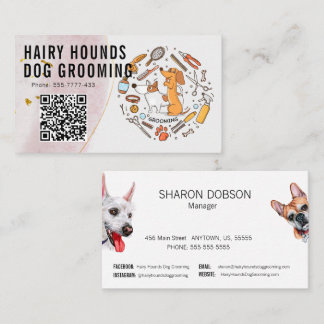 Hairy Hounds Hund Grooming Pet Affärskort Visitkort