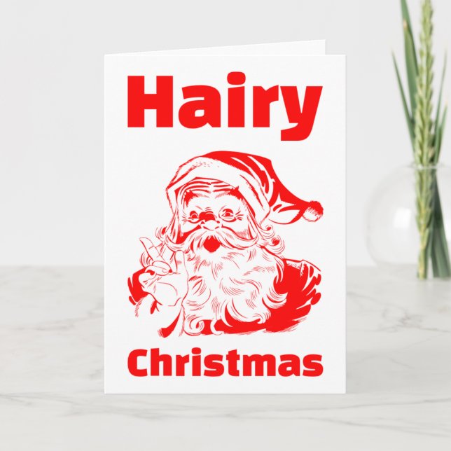 Hairy jul Red Jultomten Helgkort (Framsida)