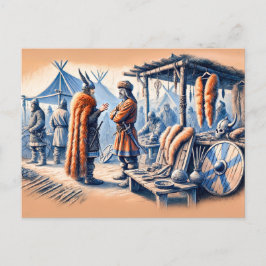 Haithabu Trading Post i Pastel Chalk Teckning Vykort