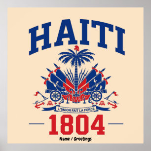 Haiti 1804 Patriotisk Vintage Flagga Grafisk Arv Poster