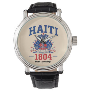 Haiti 1804 Patriotisk Vintage Flagga Grafisk Kultu Armbandsur
