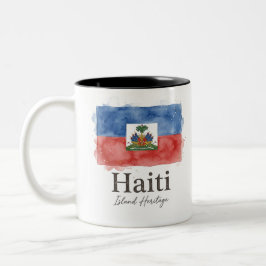 Haiti Akvarellflagga | Karibiskt Kulturarv Två-Tonad Mugg