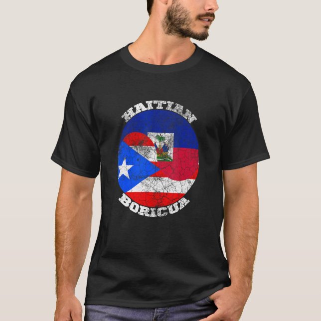 Haiti and Puerto Rico flag, Half Haitian Half Bori T Shirt (Framsida)