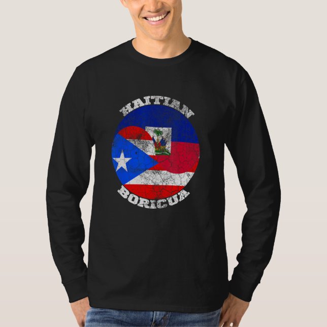 Haiti and Puerto Rico flag, Half Haitian Half Bori T Shirt (Framsida)