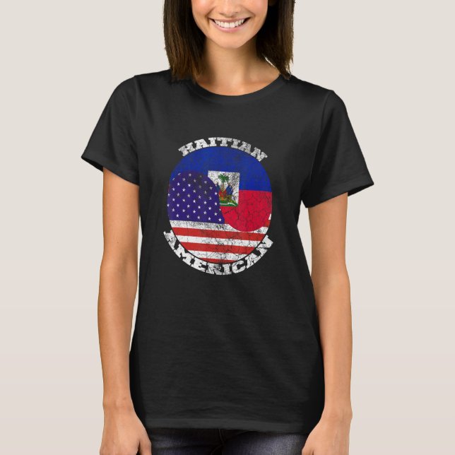 Haiti and the American flag, Half Haitian Half Ame T Shirt (Framsida)