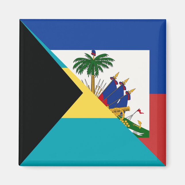 Haiti Bahamas Flagga | Halva Haitis bahamiska Flag Magnet (Framsidan)
