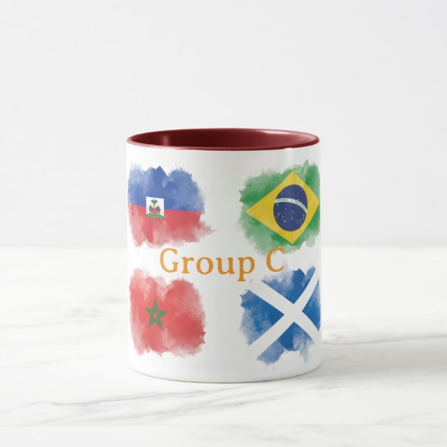 Haiti Brasil Marocko Skottland Akvarell Flagga Mug Mugg (Center)