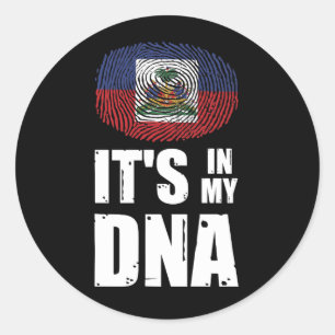 Haiti Det är i min DNA Fingerprint Haitis Flagga Runt Klistermärke