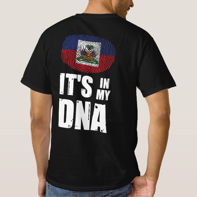 Haiti Det är i min DNA Fingerprint Haitis Flagga T Shirt (Baksida)