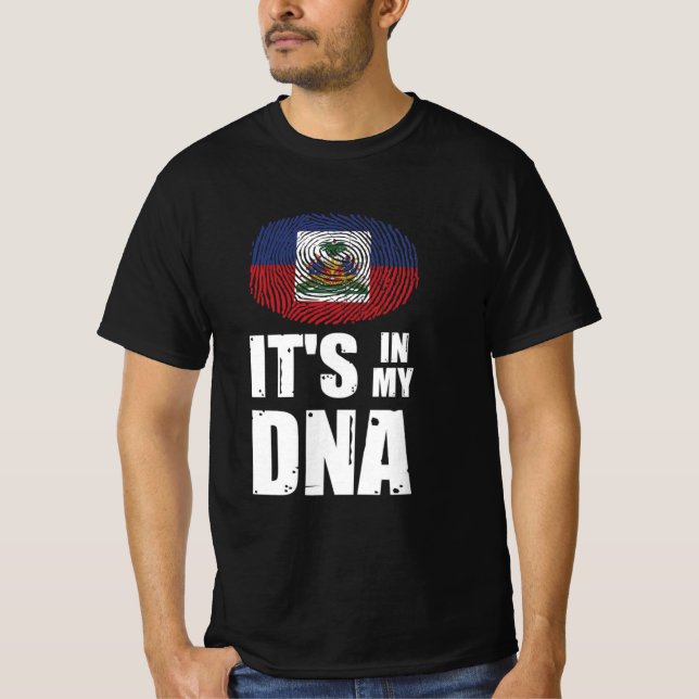Haiti Det är i min DNA Fingerprint Haitis Flagga T Shirt (Framsida)