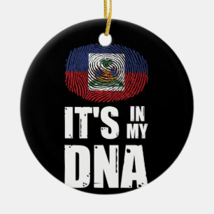 Haiti Det är i mitt DNA Haitis Pride Fingerprint Julgransprydnad Keramik