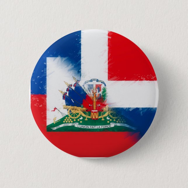 Haiti Dominikanska republiken Flagga | Hispaniola  Knapp (Framsida)