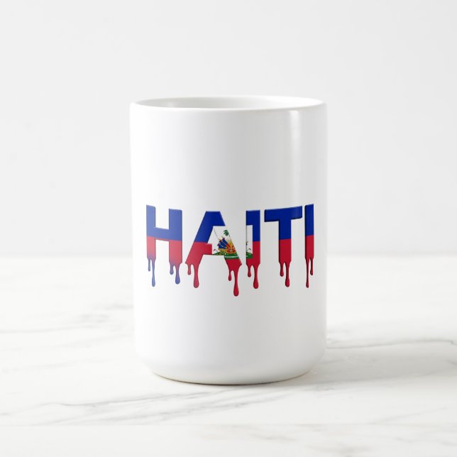 Haiti Drip Text | Karibisk flaggdesign | Fan Kaffemugg (Center)