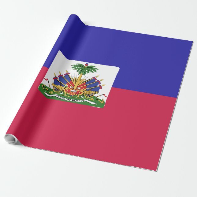 Haiti Flagga Emblem Presentpapper (Utrullad)