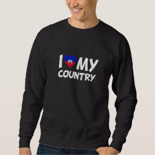 Haiti Flagga Heart I Kärlek My Land Lång Ärmad Tröja