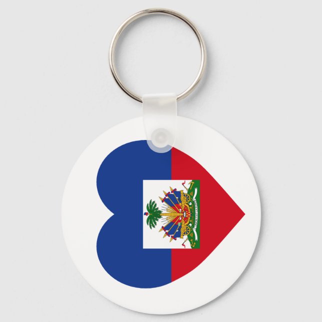 Haiti Flagga Heart Nyckelring (Framsida)
