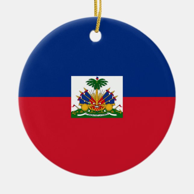 Haiti flagga julgransprydnad keramik (Framsidan)
