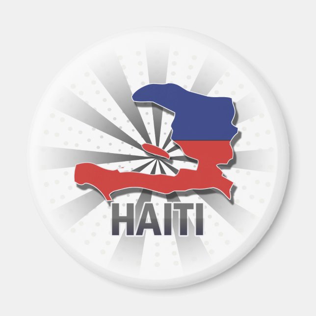 Haiti Flagga Karta 2,0 Magnet (Framsidan)