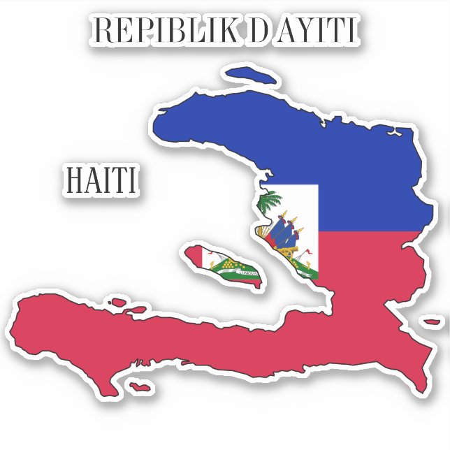 Haiti Flagga Karta Klistermärken (Framsida)
