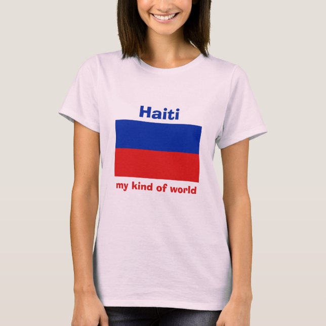 Haiti Flagga + Karta + Text T-Shirt (Framsida)