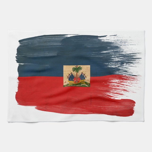 Haiti flagga kökshandduk (Horisontell)