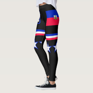 Haiti Flagga Leggings