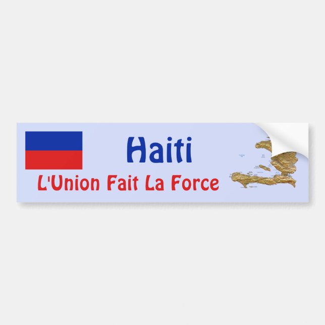 Haiti Flagga och Karta Bildäckslapp Bildekal (Framsidan)